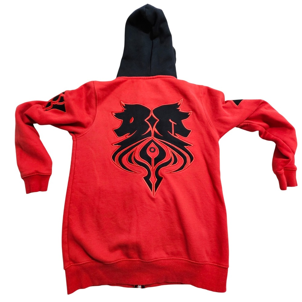 Aphmau Aaron Lycan Ultima Wolf Zip Up Hoodie‎ Small Red Black Embroidered Gamer